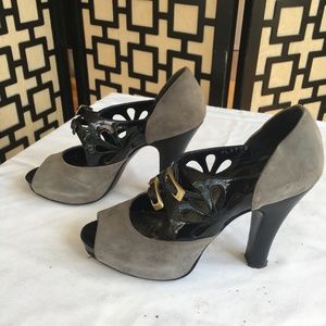 Nanette Lepore Gray and Black Peptoe Heels